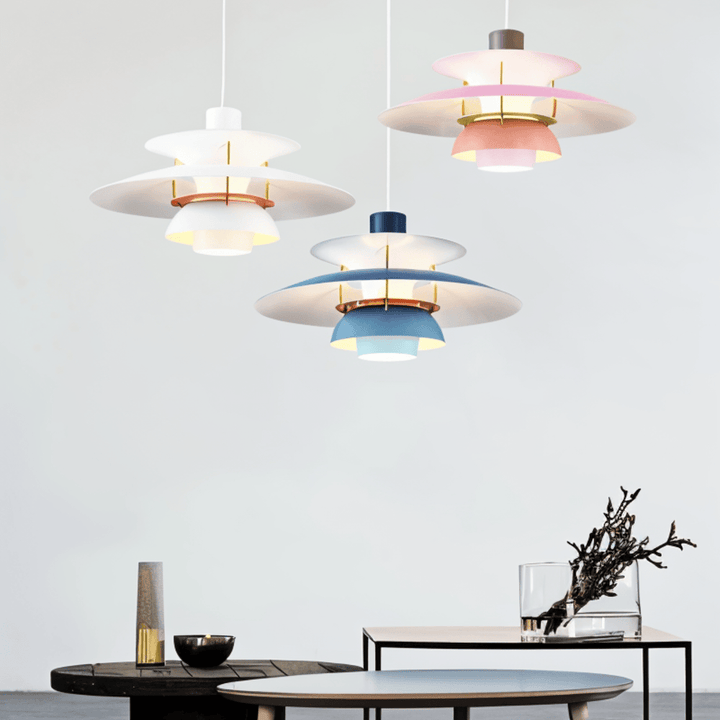 Scandinavian Pendant Ceiling Light – Modern Layered Metal Hanging Lamp for Kitchen and Living Room