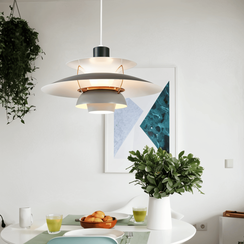 Scandinavian Pendant Ceiling Light – Modern Layered Metal Hanging Lamp for Kitchen and Living Room