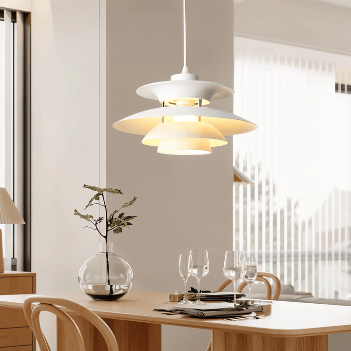 Scandinavian Pendant Ceiling Light – Modern Layered Metal Hanging Lamp for Kitchen and Living Room