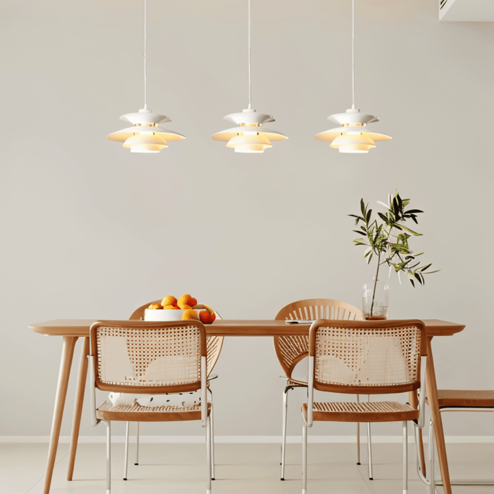 Scandinavian Pendant Ceiling Light – Modern Layered Metal Hanging Lamp for Kitchen and Living Room