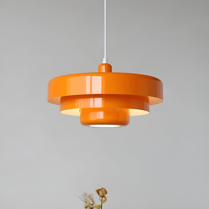 Vintage Orange Pendant Ceiling Light – Scandinavian Aluminium Hanging Lamp with 3 Dimming Settings
