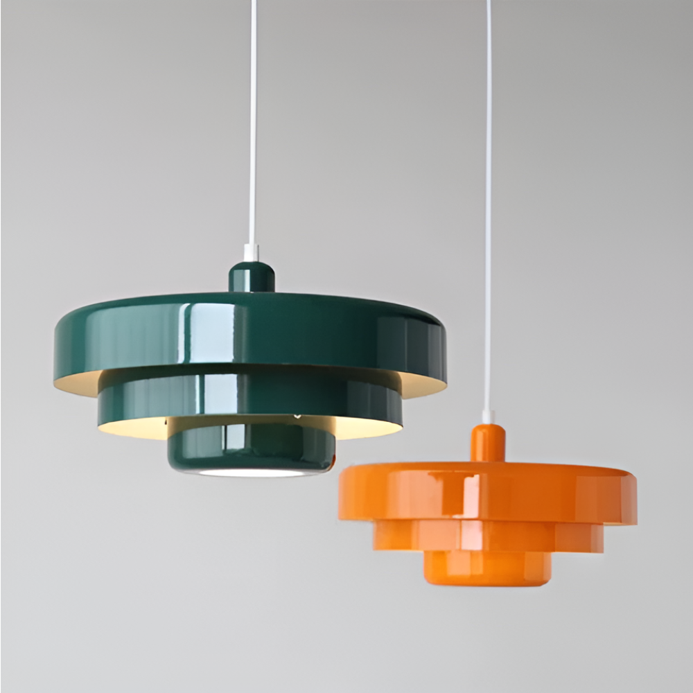 Vintage Orange Pendant Ceiling Light – Scandinavian Aluminium Hanging Lamp with 3 Dimming Settings