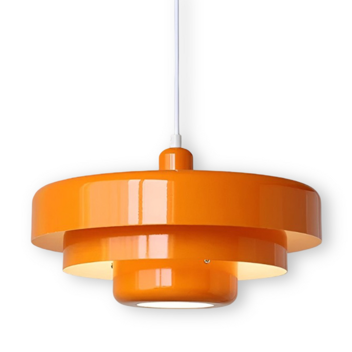 Vintage Orange Pendant Ceiling Light – Scandinavian Aluminium Hanging Lamp with 3 Dimming Settings