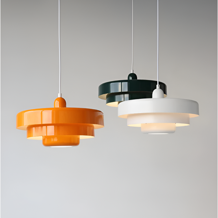 Vintage Orange Pendant Ceiling Light – Scandinavian Aluminium Hanging Lamp with 3 Dimming Settings