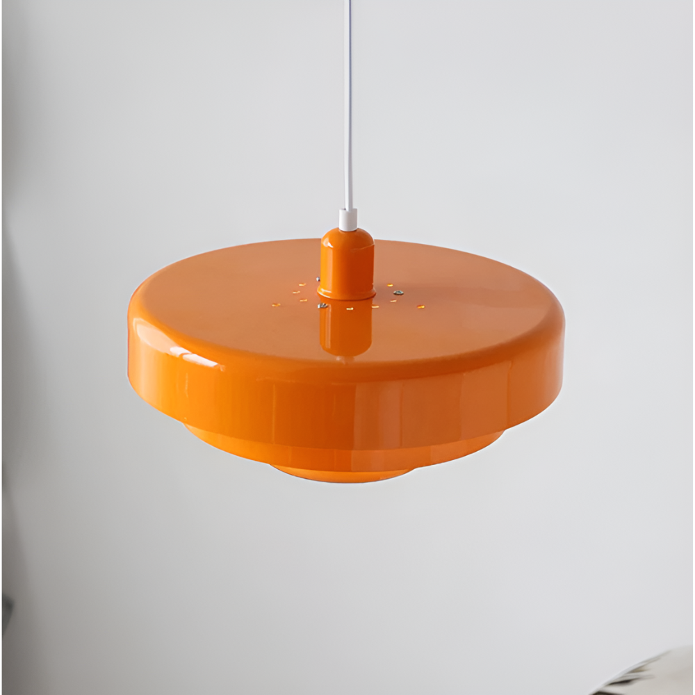 Vintage Orange Pendant Ceiling Light – Scandinavian Aluminium Hanging Lamp with 3 Dimming Settings