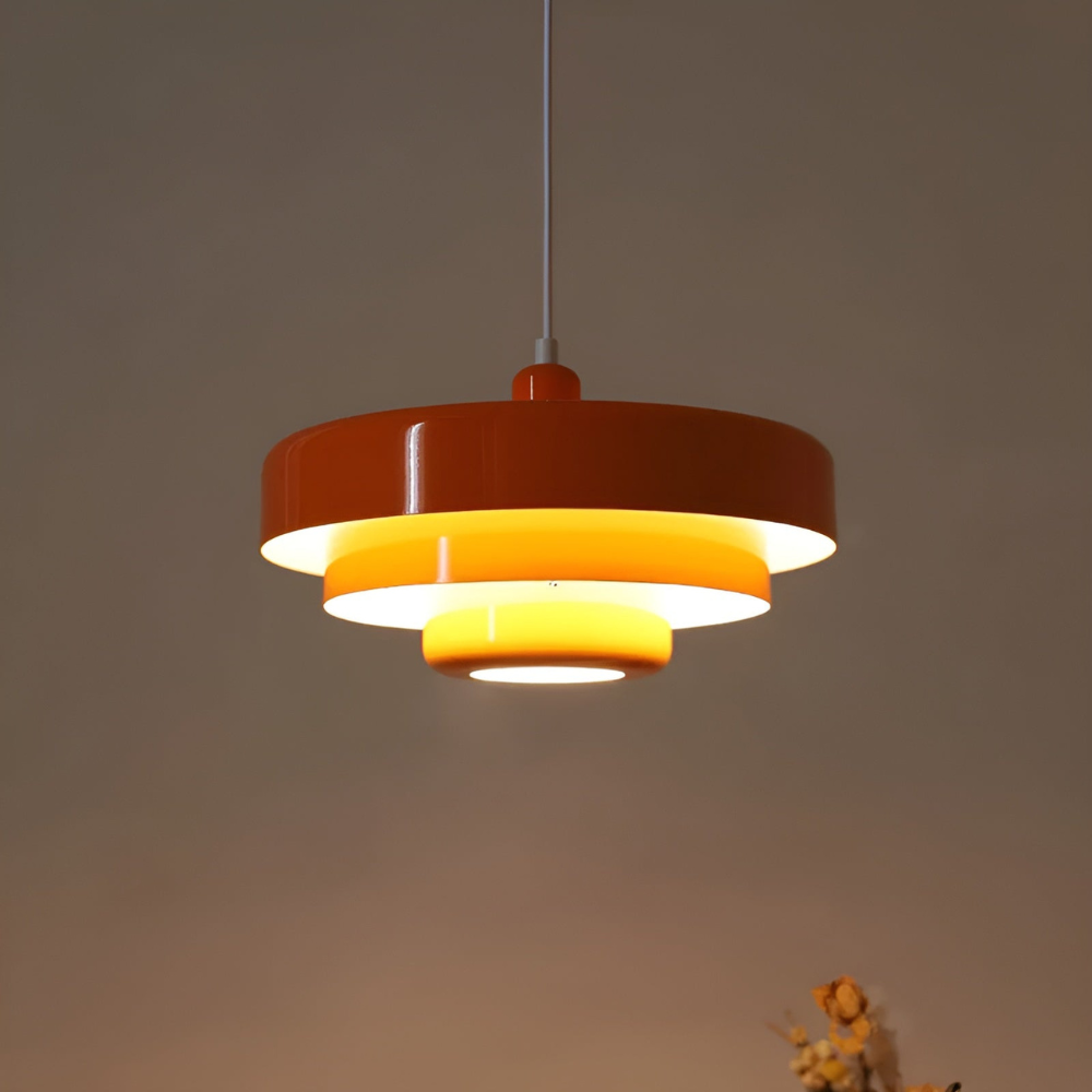 Vintage Orange Pendant Ceiling Light – Scandinavian Aluminium Hanging Lamp with 3 Dimming Settings