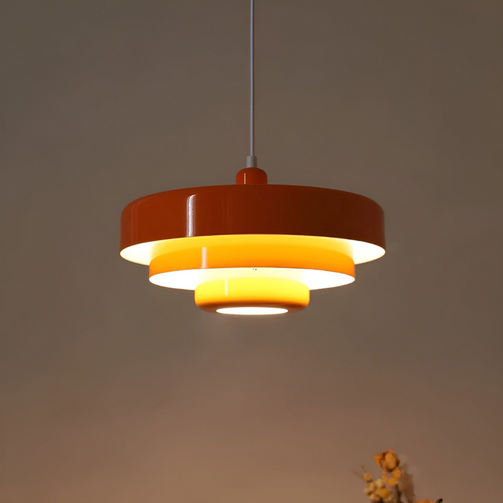 Vintage Orange Pendant Ceiling Light – Scandinavian Aluminium Hanging Lamp with 3 Dimming Settings