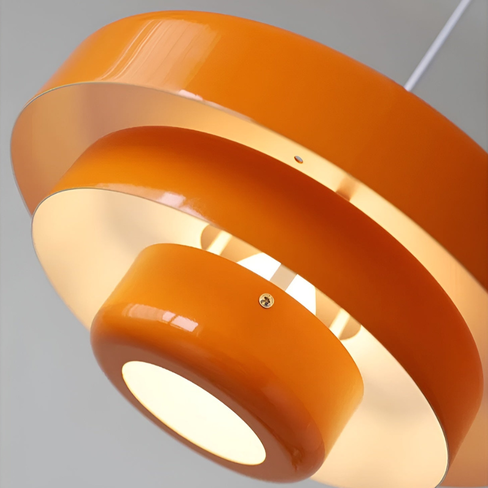 Vintage Orange Pendant Ceiling Light – Scandinavian Aluminium Hanging Lamp with 3 Dimming Settings