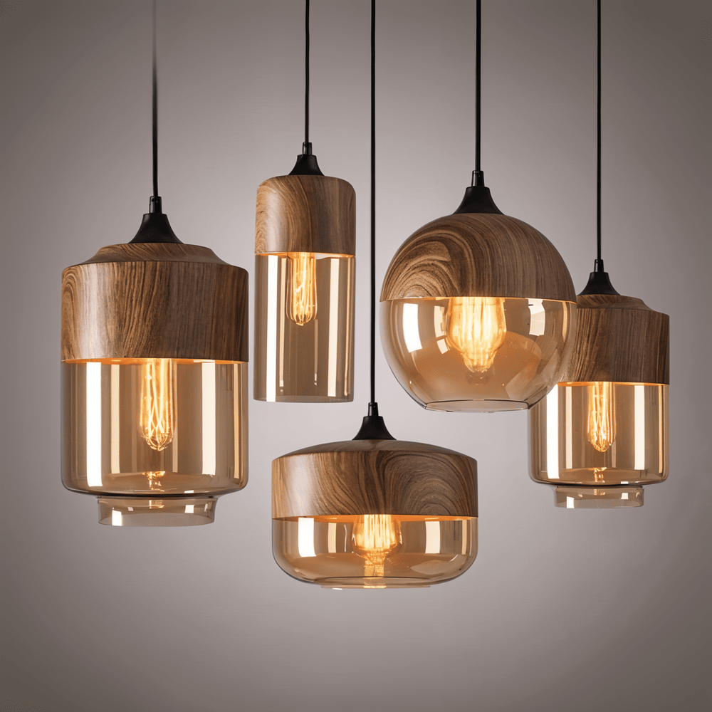 Nordic Glass Pendant Light – Modern Retro Ceiling Lamp with Tinted Glass Shade and Adjustable Hanging Cable