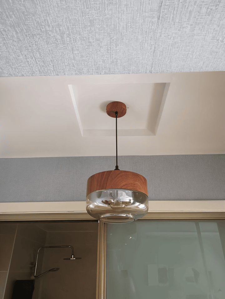 Nordic Glass Pendant Light – Modern Retro Ceiling Lamp with Tinted Glass Shade and Adjustable Hanging Cable