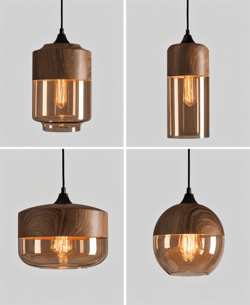 Nordic Glass Pendant Light – Modern Retro Ceiling Lamp with Tinted Glass Shade and Adjustable Hanging Cable