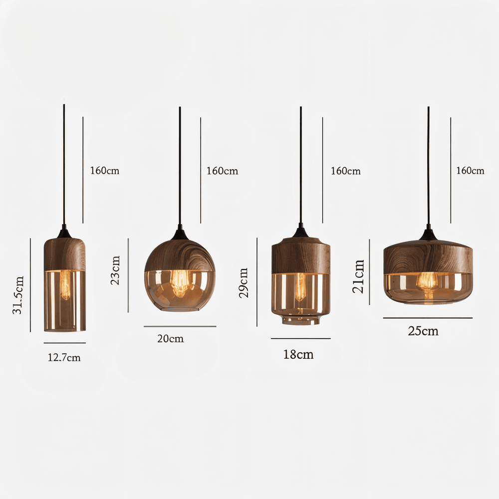 Nordic Glass Pendant Light – Modern Retro Ceiling Lamp with Tinted Glass Shade and Adjustable Hanging Cable