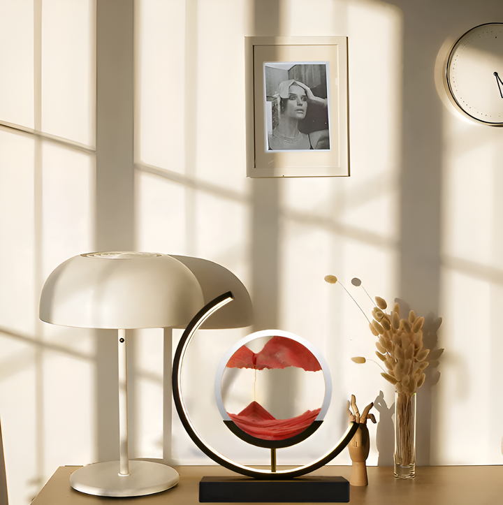 LED Sand Art Table Lamp – Dimmable Moving Sand Light with 3 Colour Settings and Remote Control