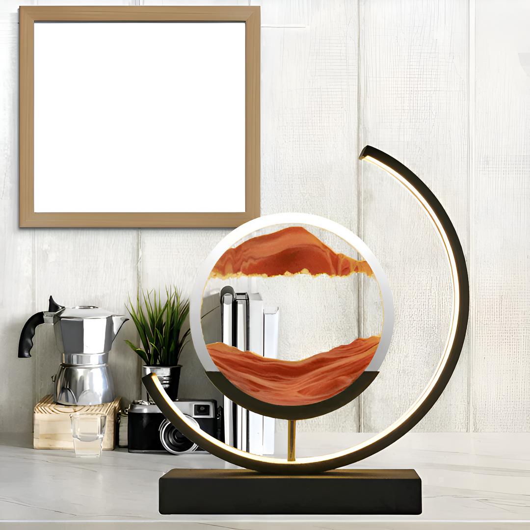 LED Sand Art Table Lamp – Dimmable Moving Sand Light with 3 Colour Settings and Remote Control