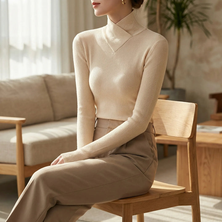 Alma | Women's Slim Fit Ribbed Roll Neck Jumper