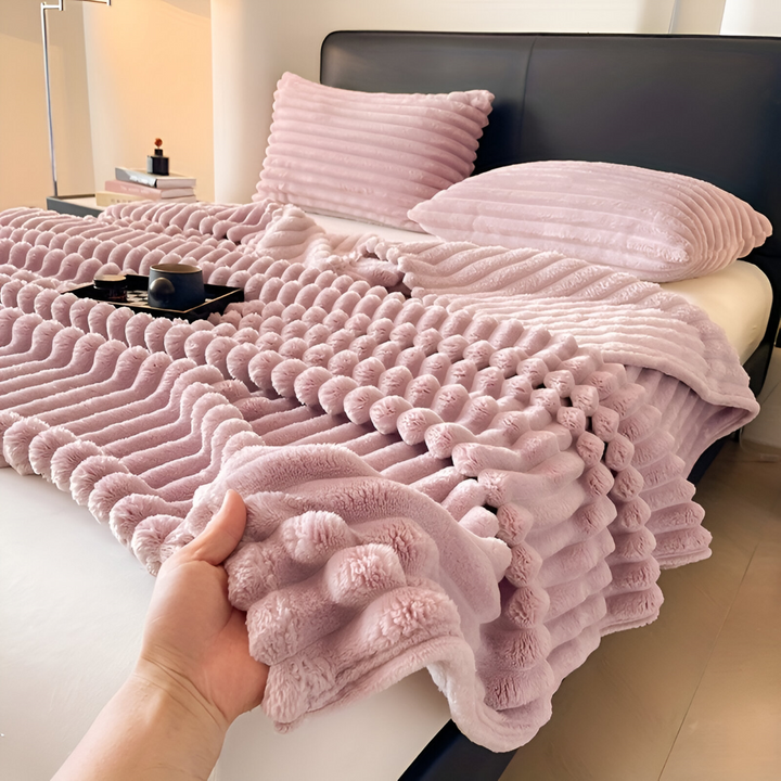 Soft Fleece Throw Blanket – Modern Striped Polyester Sofa and Bed Throw for Living Room and Bedroom