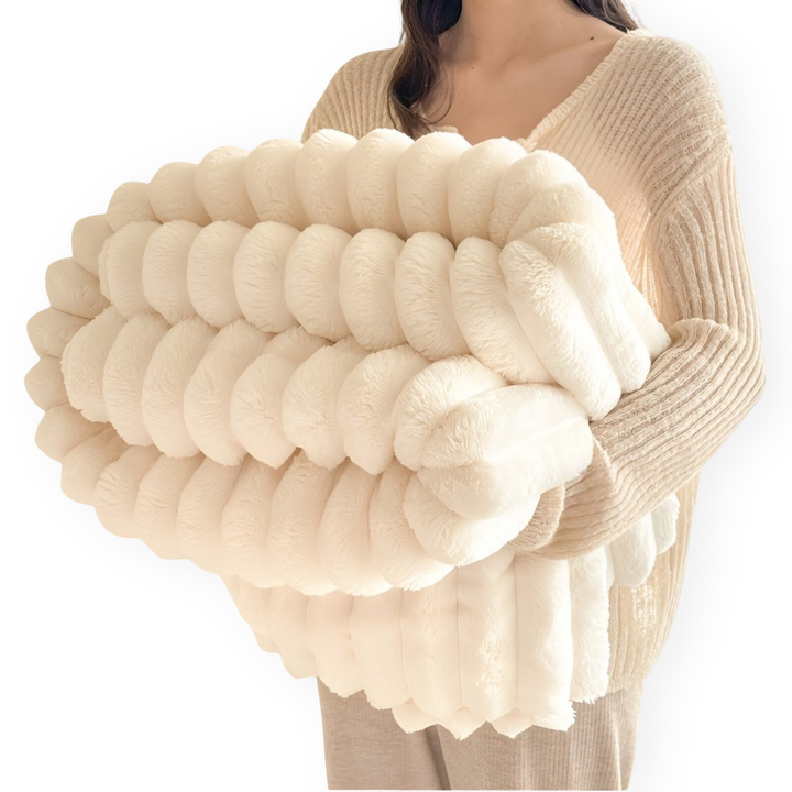 Soft Fleece Throw Blanket – Modern Striped Polyester Sofa and Bed Throw for Living Room and Bedroom