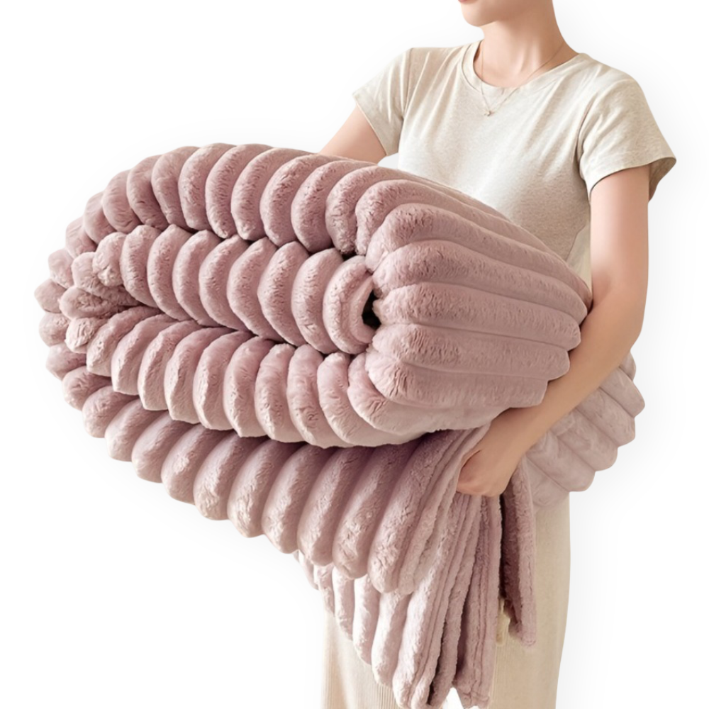 Soft Fleece Throw Blanket – Modern Striped Polyester Sofa and Bed Throw for Living Room and Bedroom