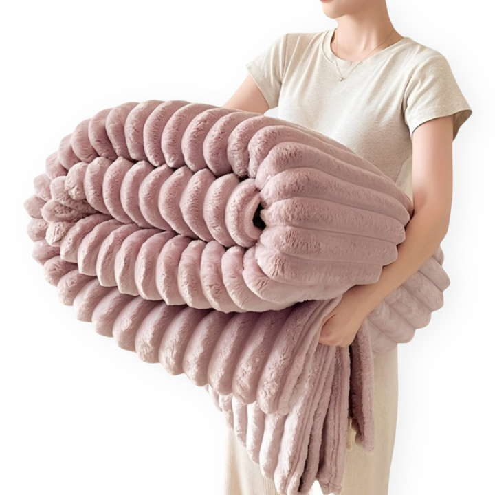 Soft Fleece Throw Blanket – Modern Striped Polyester Sofa and Bed Throw for Living Room and Bedroom