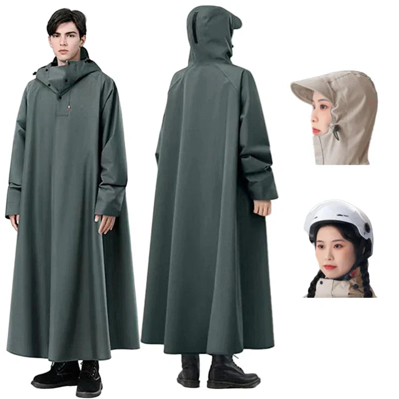Alder | Unisex Long Waterproof Hooded Rain Poncho
