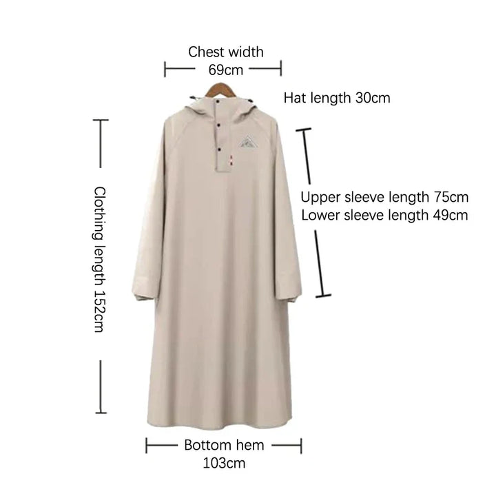Alder | Unisex Long Waterproof Hooded Rain Poncho
