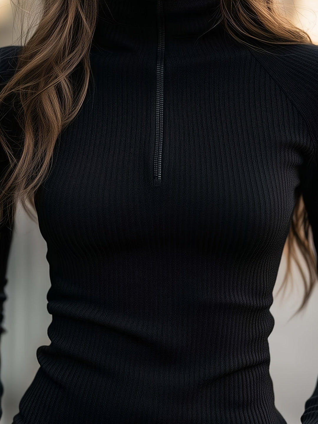 Tanya | Women's Slim Fit Half-Zip Mock Neck Top