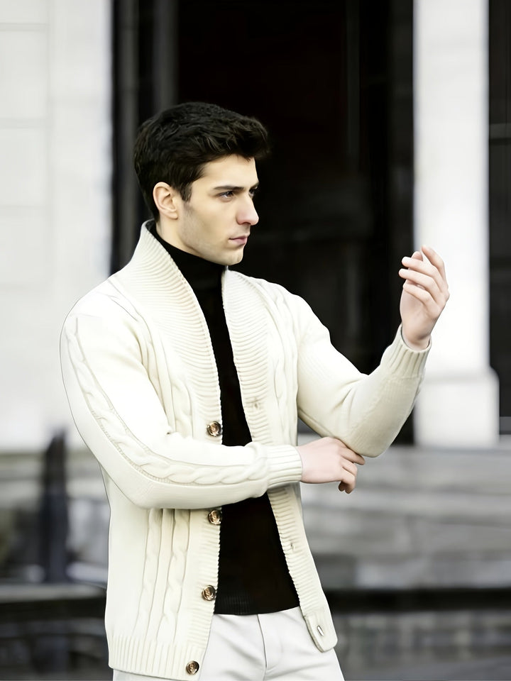 Jenson | Men's Cable Knit Button-Up Cardigan