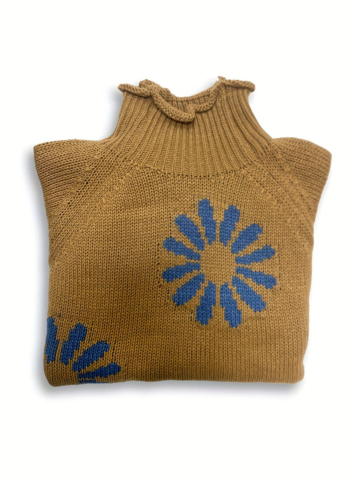 Daria | Women's Floral High Neck Knit Jumper