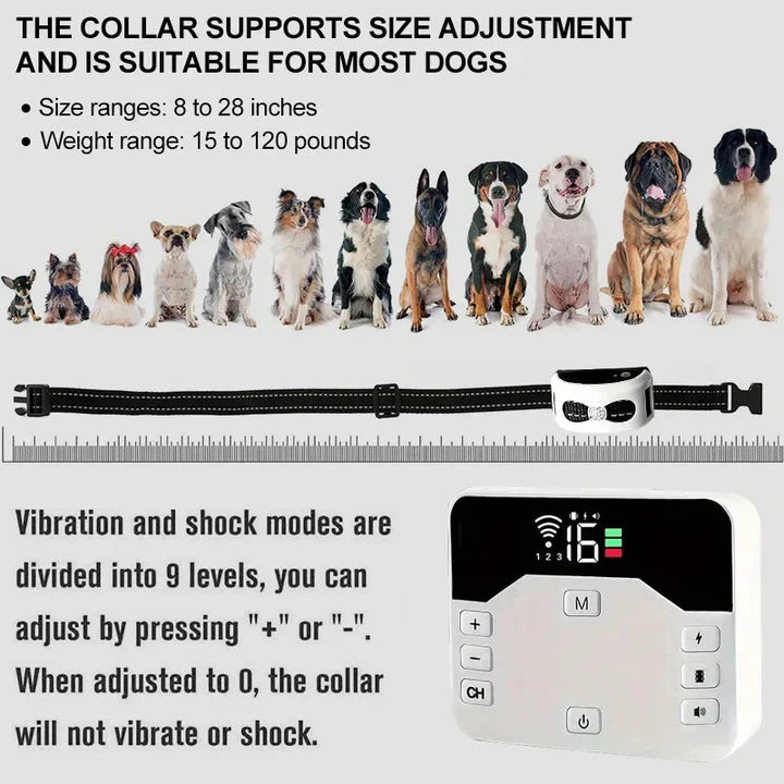 Wireless Dog Fence and Training Collar – 2-in-1 Invisible Boundary System with Adjustable Range up to 300m