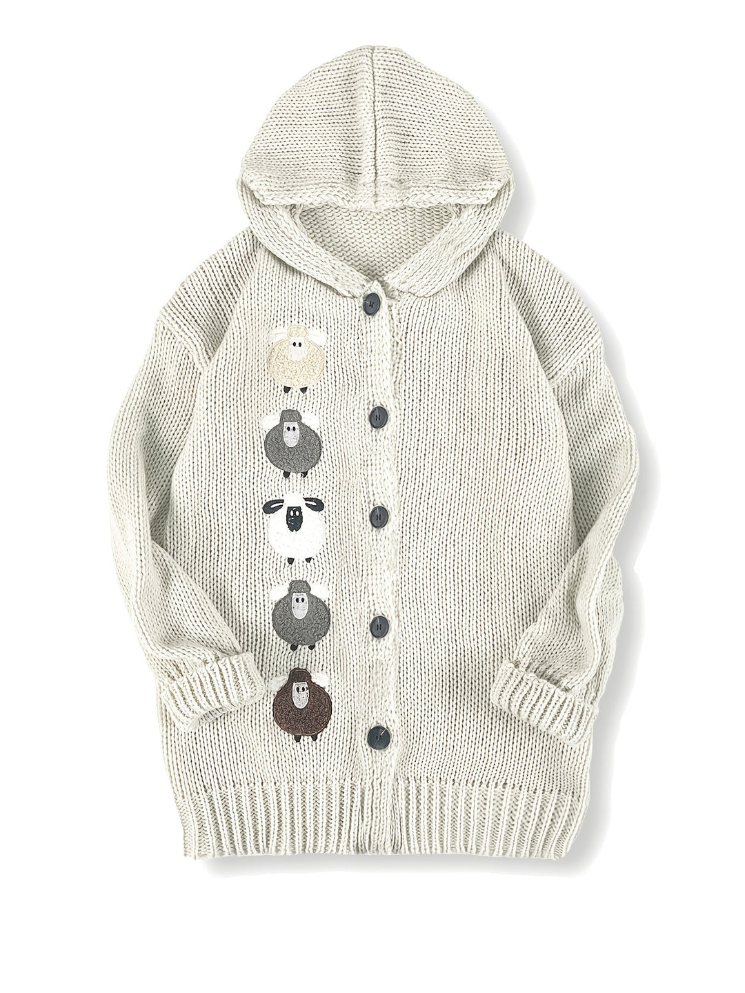 Sorrel | Women's Chunky Knit Hooded Cardigan with Sheep Appliqué