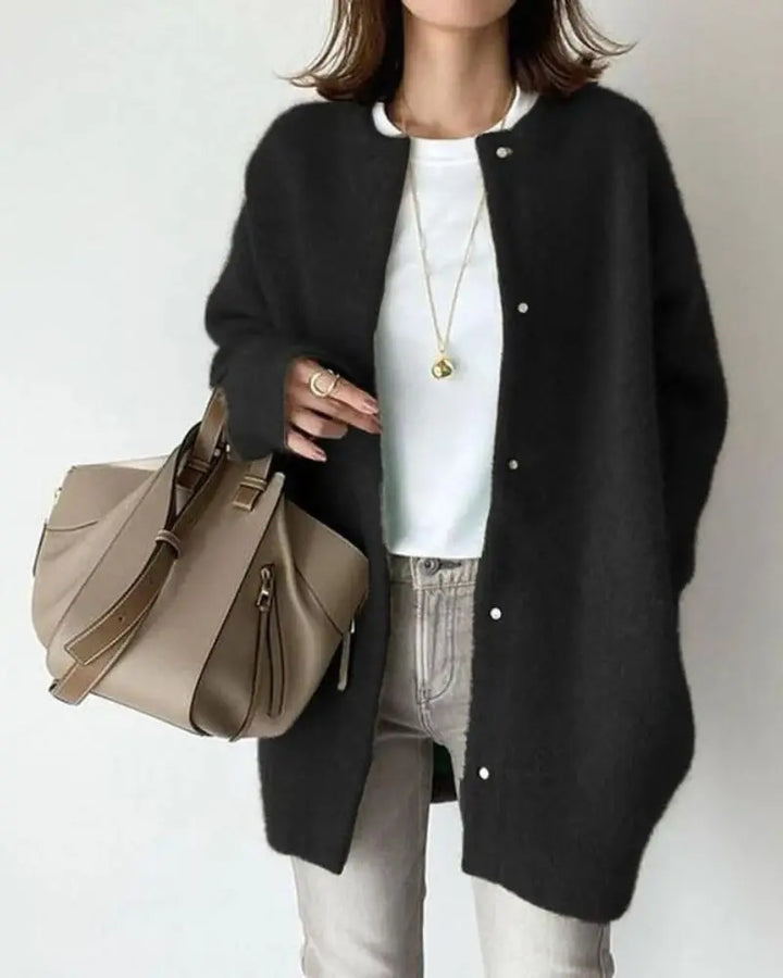 Phyllis | Women's Longline Snap-Front Cardigan