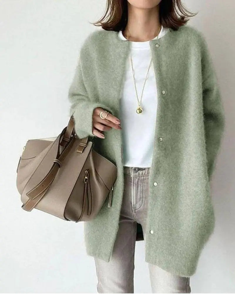 Phyllis | Women's Longline Snap-Front Cardigan