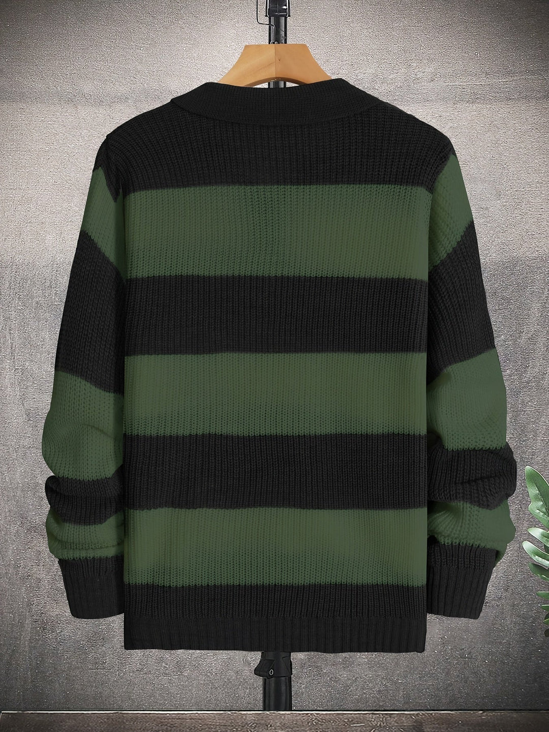 Astra | Women's Oversized Striped Chunky Knit Polo Collar Jumper
