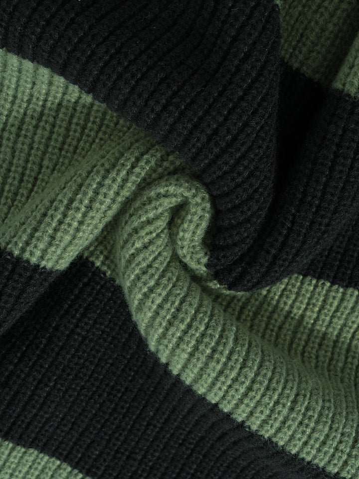 Astra | Women's Oversized Striped Chunky Knit Polo Collar Jumper