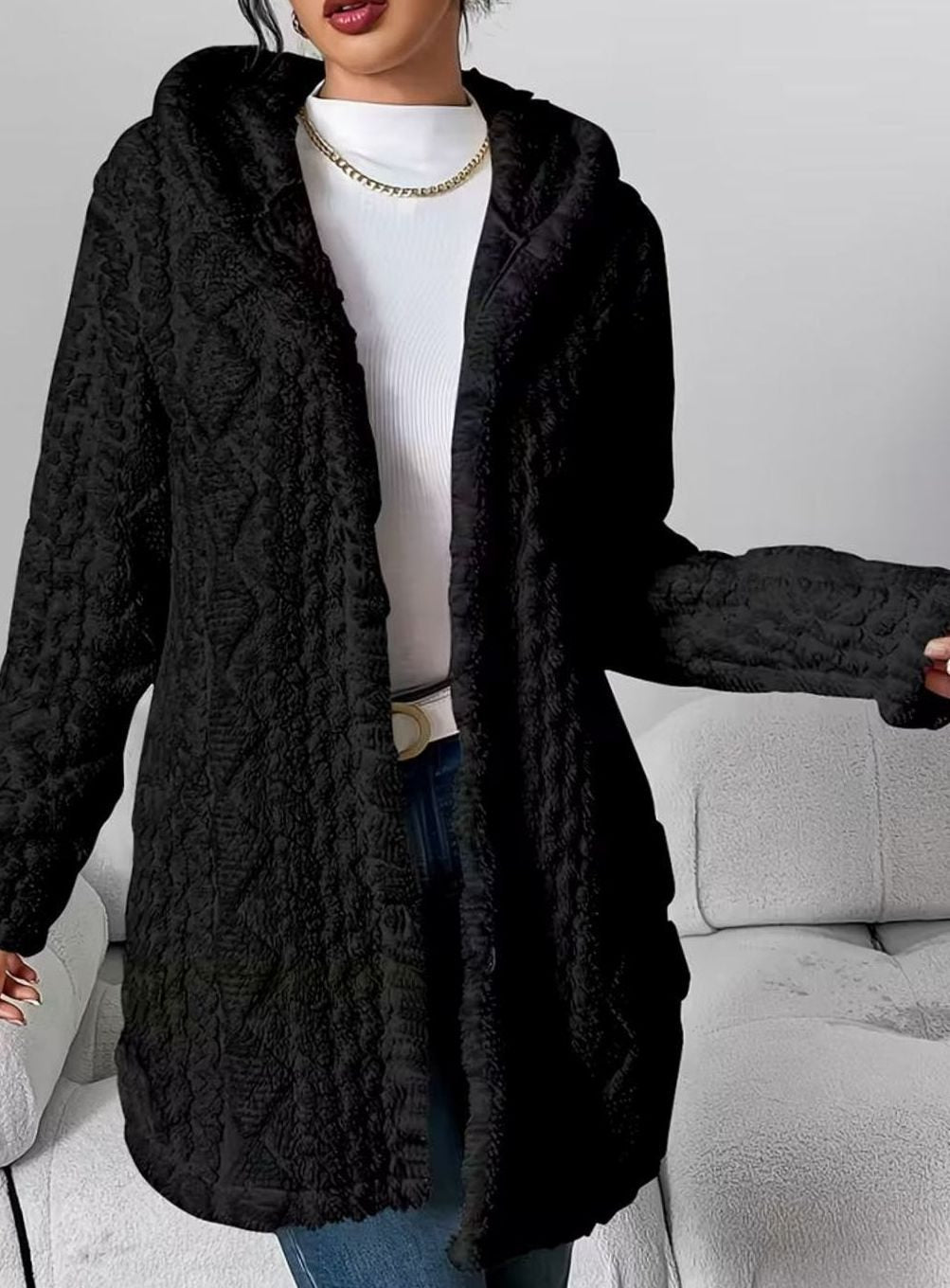 Perdita | Women's Textured Hooded Button-Up Jacket