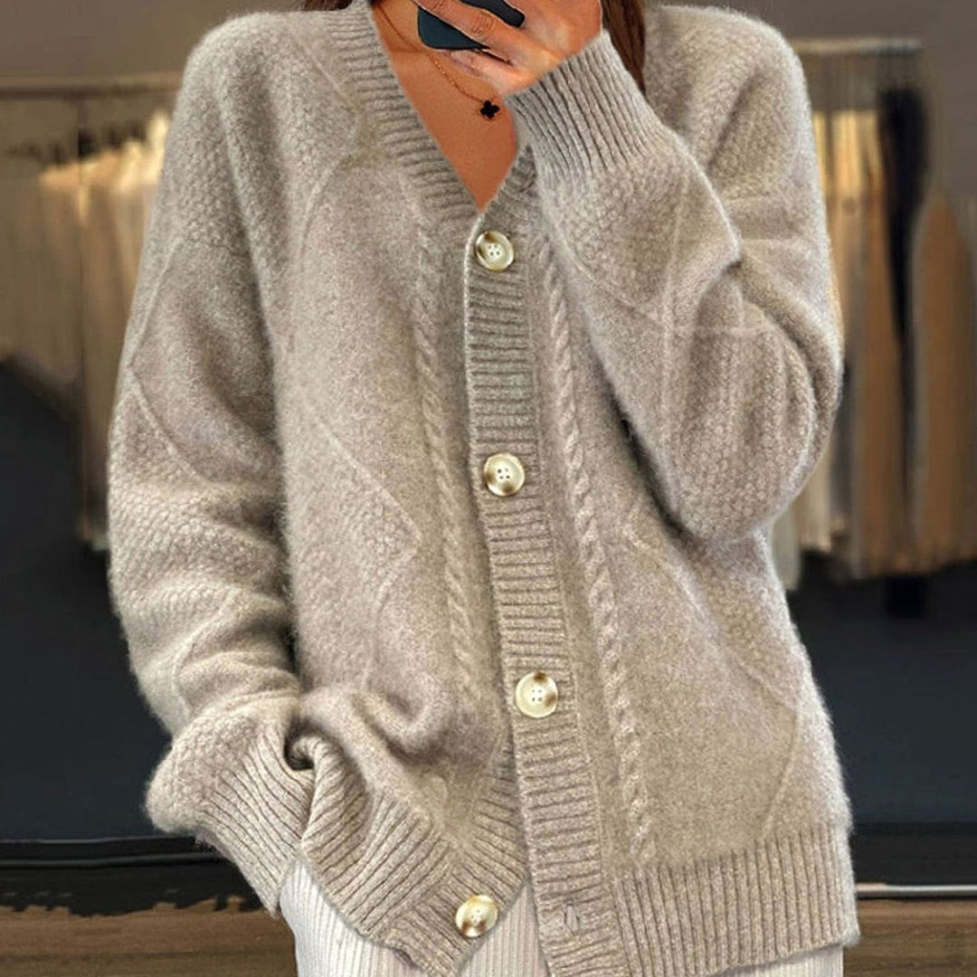Hilda | Women's Oversized Cable Knit V-Neck Cardigan