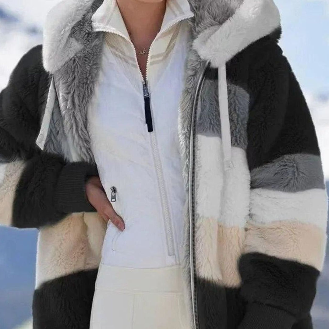 Lorna | Women's Colour Block Teddy Fleece Jacket
