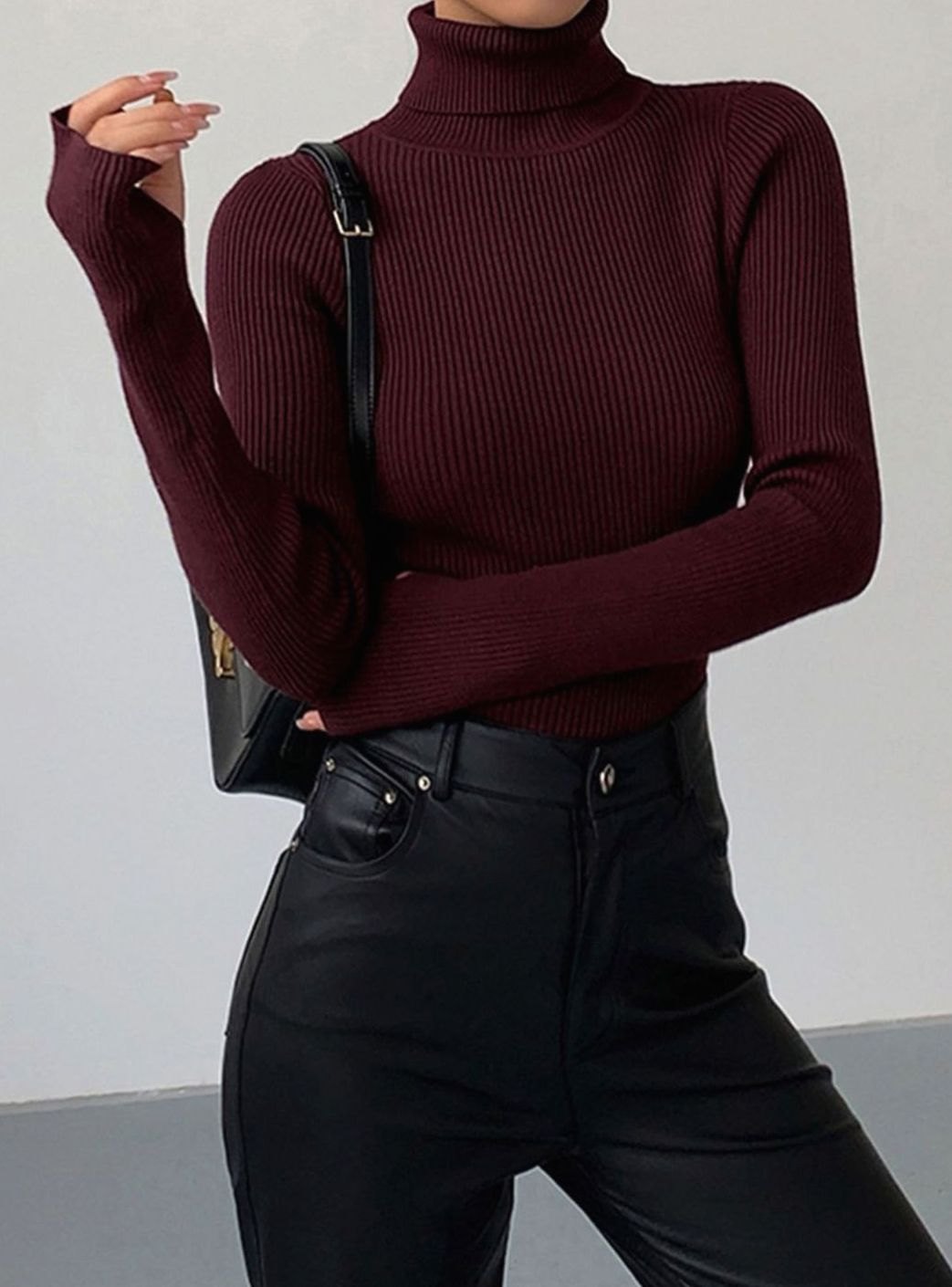 Roberta | Women's Slim Fit Ribbed Roll Neck Jumper