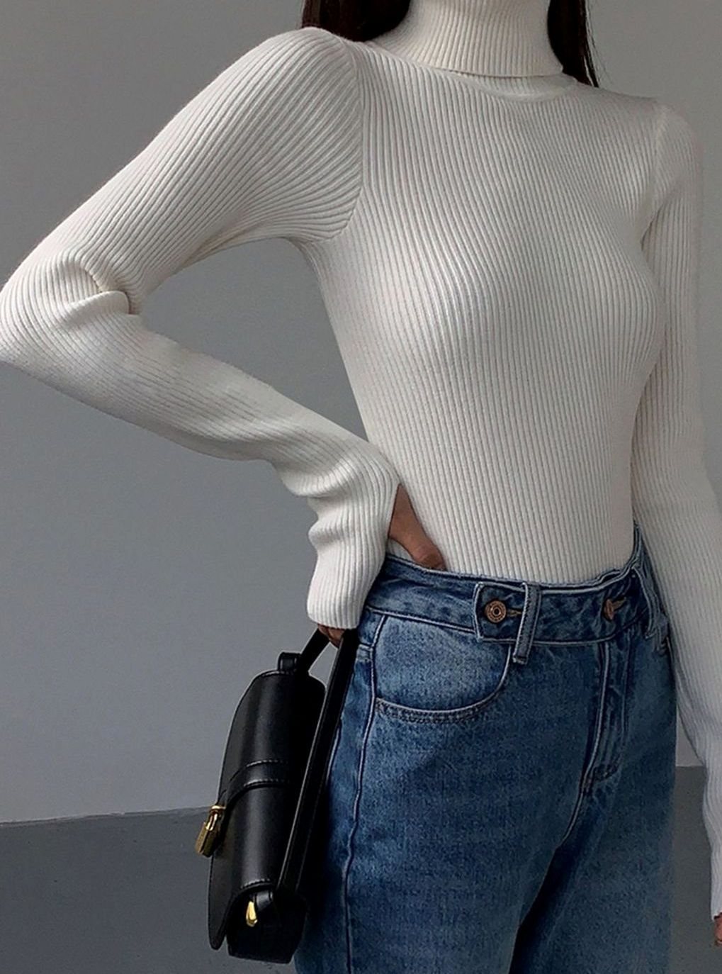 Roberta | Women's Slim Fit Ribbed Roll Neck Jumper