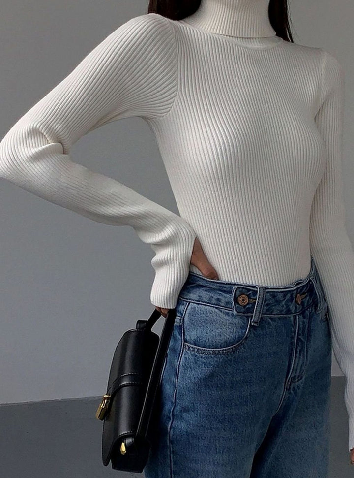 Roberta | Women's Slim Fit Ribbed Roll Neck Jumper