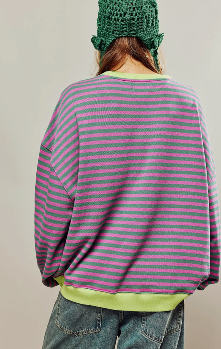 Eulalia | Women's Oversized Striped Crew Neck Spring Jumper