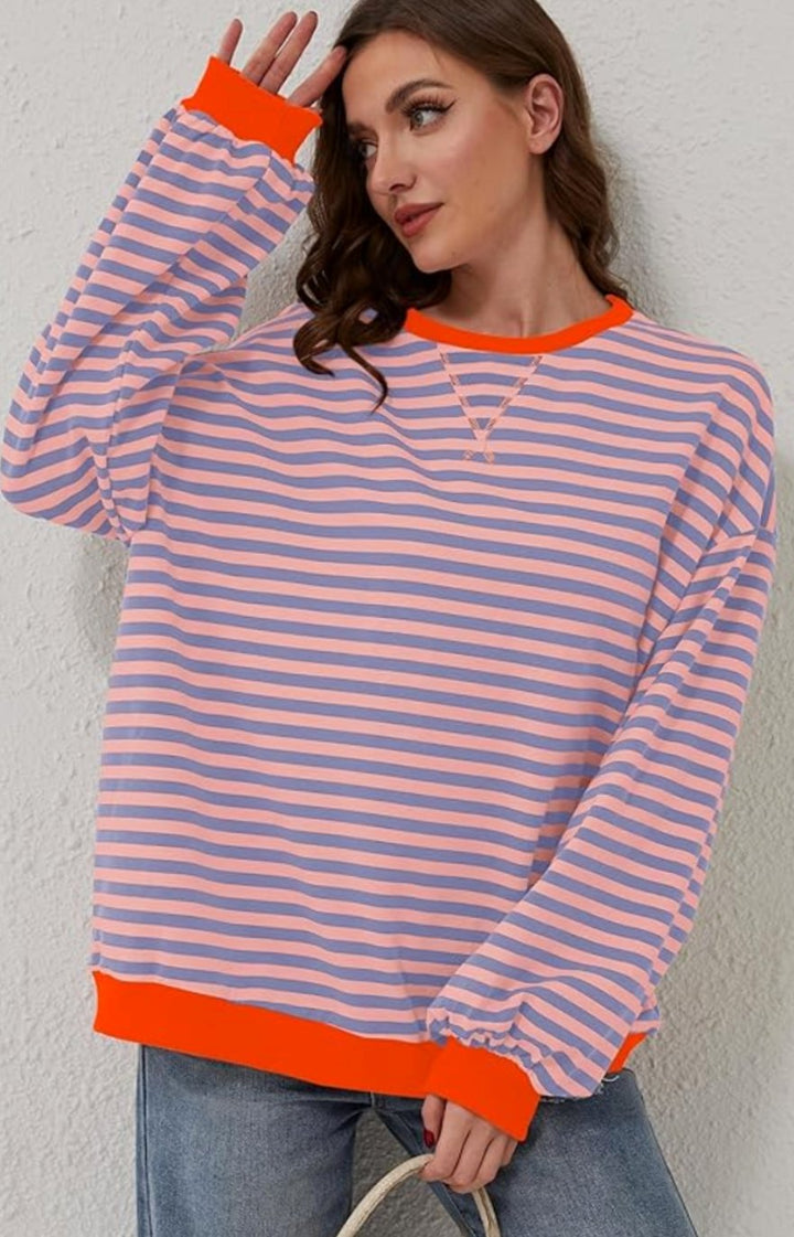 Eulalia | Women's Oversized Striped Crew Neck Spring Jumper