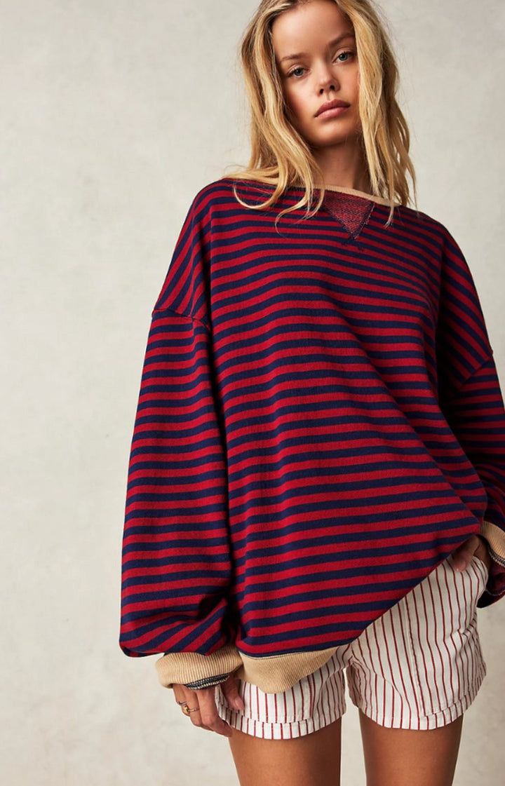 Eulalia | Women's Oversized Striped Crew Neck Spring Jumper