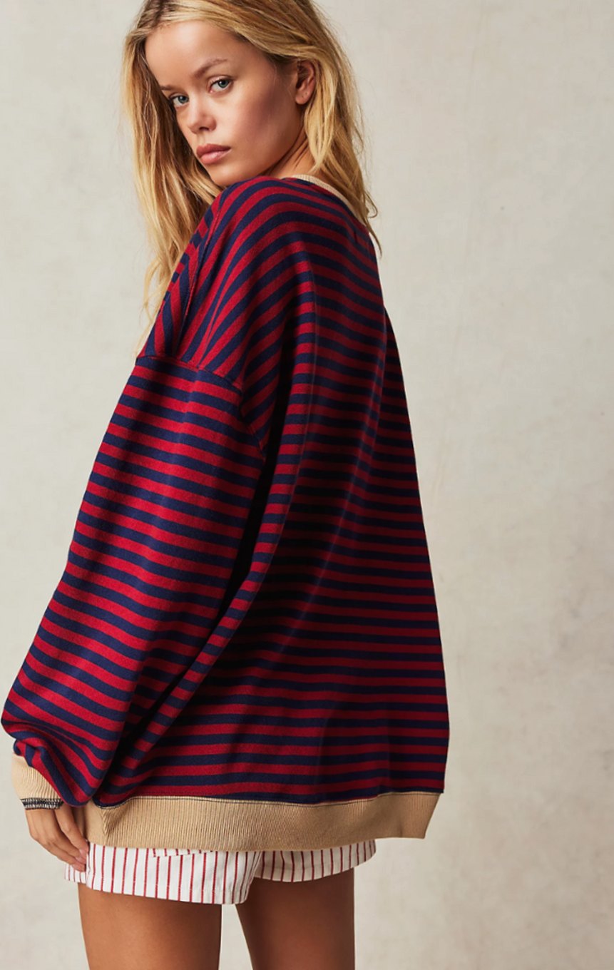 Eulalia | Women's Oversized Striped Crew Neck Spring Jumper
