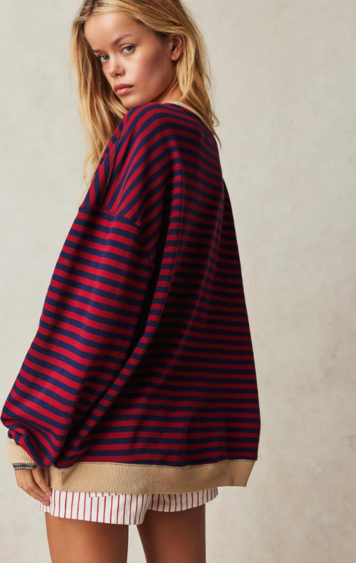 Eulalia | Women's Oversized Striped Crew Neck Spring Jumper