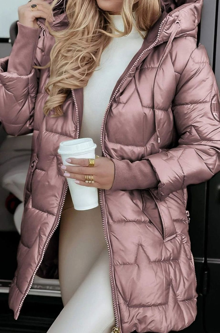 Elvira | Women's Metallic Quilted Hooded Puffer Jacket