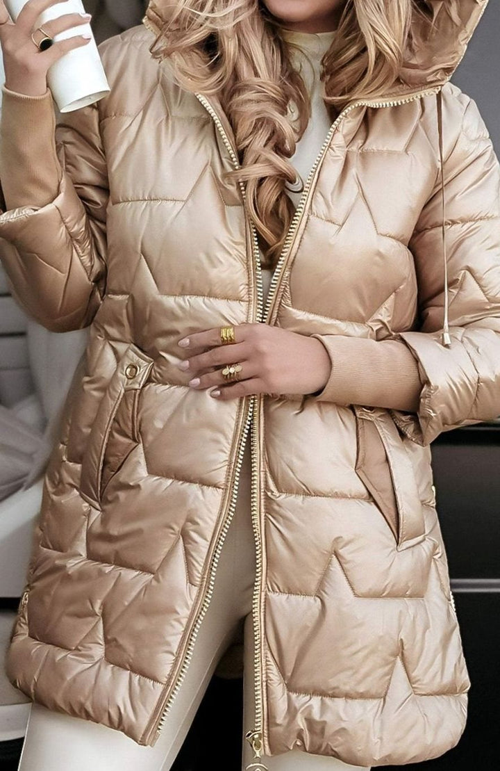 Elvira | Women's Metallic Quilted Hooded Puffer Jacket