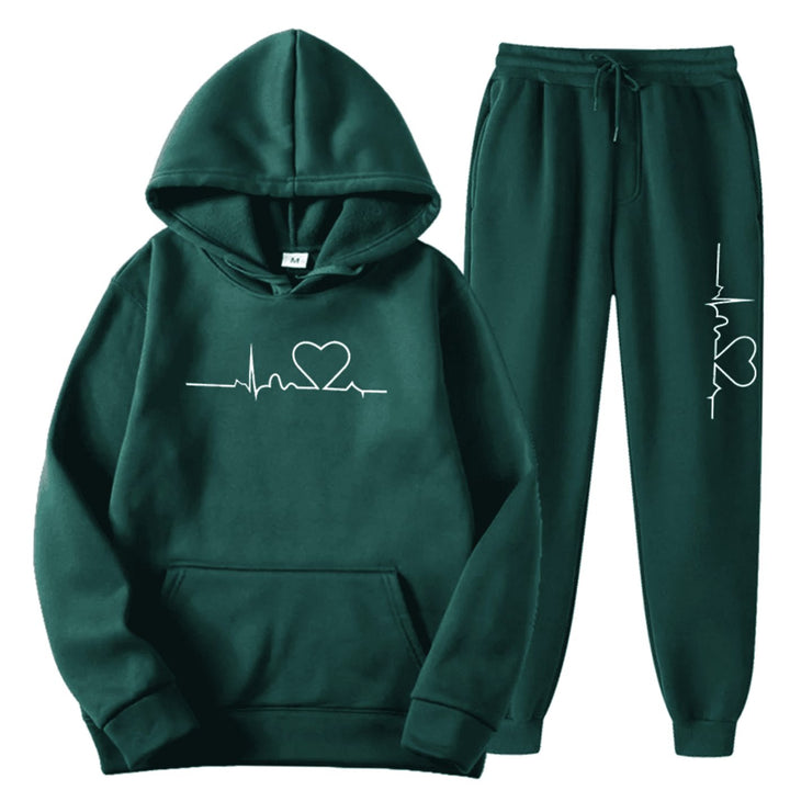 Allegrae | Women's Heartbeat Print Hoodie and Joggers Tracksuit Set