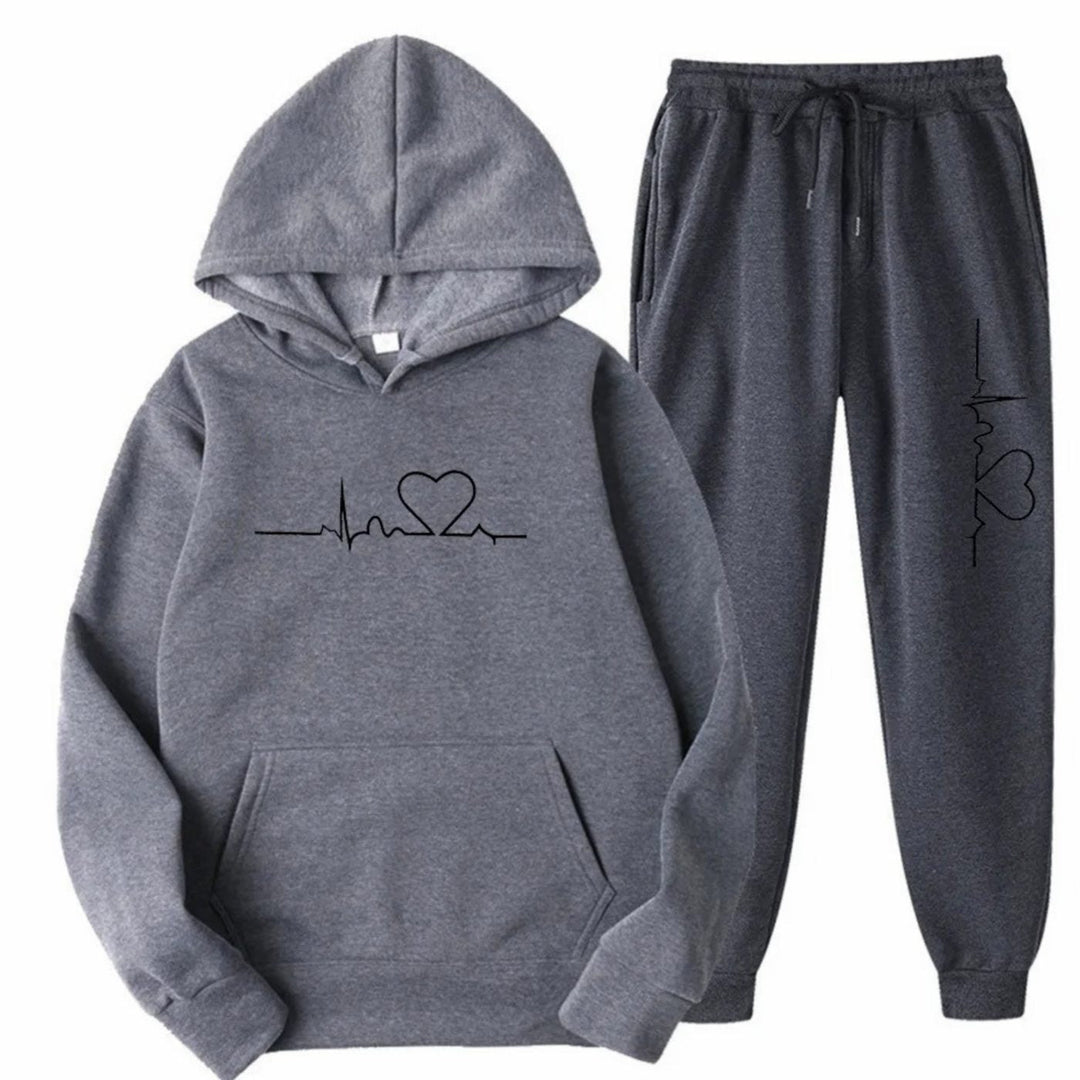 Allegrae | Women's Heartbeat Print Hoodie and Joggers Tracksuit Set