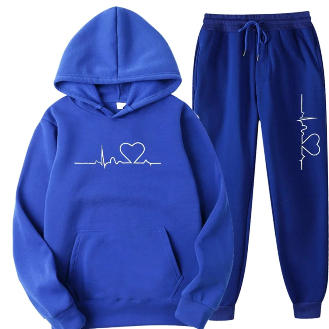 Allegrae | Women's Heartbeat Print Hoodie and Joggers Tracksuit Set